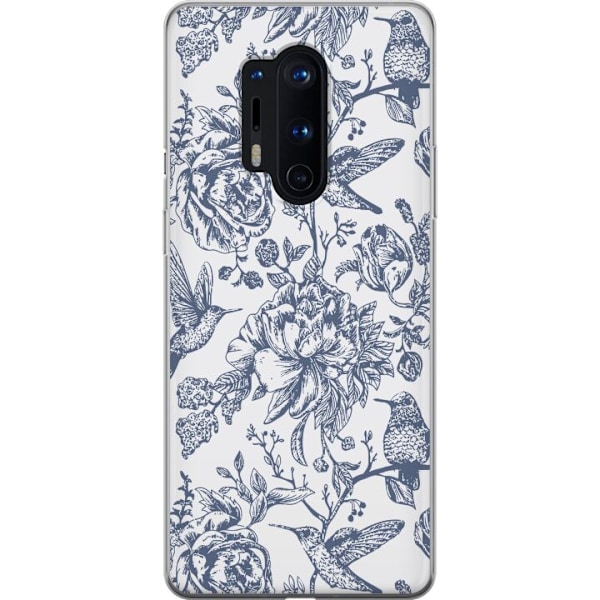 OnePlus 8 Pro Läpinäkyvä kuori Kukat & Linnut - Romanttinen