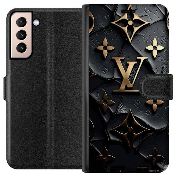 Samsung Galaxy S21 Lompakkokotelo Louis Vuitton Tumma tila Suunnittelu Musta Ylellisyys Tyyli Muoti Suosittu Graafinen Kuvio Muotisymboli Luksusbränd