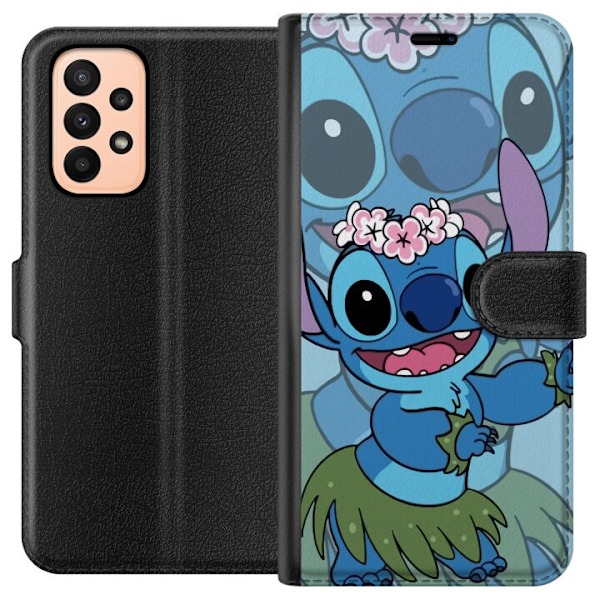 Samsung Galaxy A23 Tegnebogsetui Stitch under Stjernerne - Magisk Anime-stil
