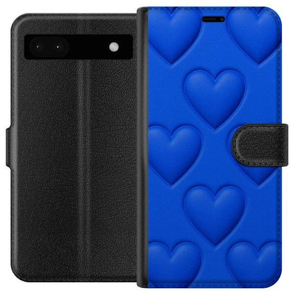Google Pixel 6a Lompakkokotelo Siniset Sydämet