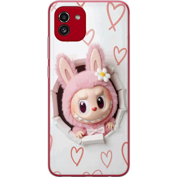 Samsung Galaxy A03 Läpinäkyvä kuori Labubu Sydän Taustakuva Pop Mart Rakkausteema Hahmodesign Suosittu Motiivi Keräilytaideteossarja