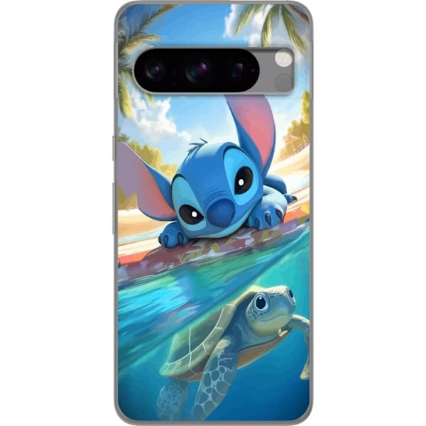 Google Pixel 8 Pro Genomskinligt Skal Stitch med sköldpadda