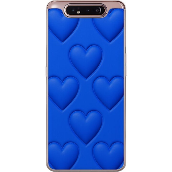 Samsung Galaxy A80 Genomskinligt Skal Blue Hearts