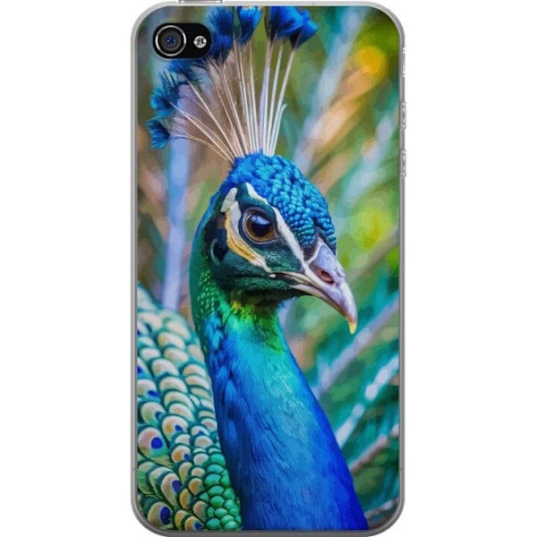 Apple iPhone 4s Genomskinligt Skal Påfågel Fjädrar Färgstark Design Fågelmotiv Exotiskt Grafiskt Motiv Natur Lyxig Dekoration