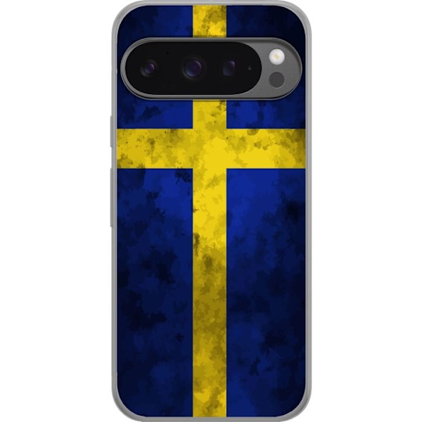 Google Pixel 9 Pro XL Genomskinligt Skal Sverige Flagga