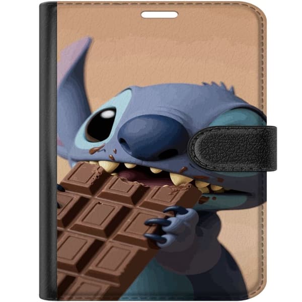 Kompatibel Tegnebogsetui til Apple iPhone Duo Sødt blåt rumvæsen, der spiser en stor chokoladebar blå