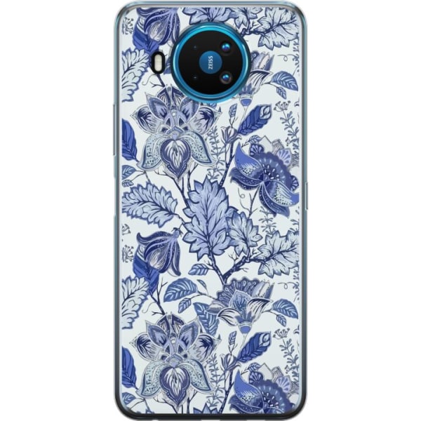 Nokia 8.3 5G Gennemsigtig cover Blomster Blå...