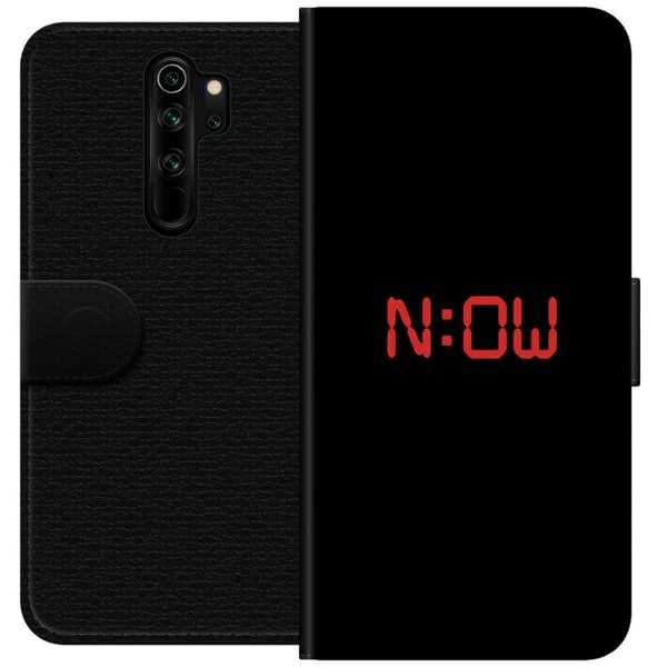 Kompatibel Tegnebogsetui til Xiaomi Redmi Note 8 Pro  Rød digital tekst på sort - tekstmotiv i sort og rødt sort