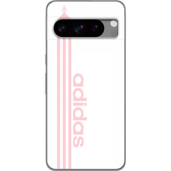 Kompatibelt Mobildeksel til Google Pixel 8 Pro Rosa minimalistisk typografisk design med vertikale striper og tekst på hvit bakgrunn hvit