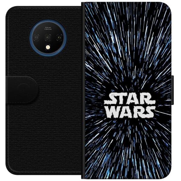 Kompatibel Tegnebogsetui til OnePlus 7T Star Wars-logo med hyperspace-stjerner i ikonisk sci-fi-design sort