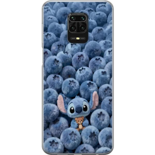 Kompatibelt Mobildeksel til Xiaomi Redmi Note 9S Søt fluffy blå figur med liten bamse blant myke blåbær blå