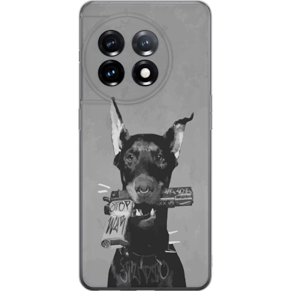 OnePlus 11R Gennemsigtig cover Grå Hund Grafisk Design Sejt Dyremotiv Gadekunst Urban Trend Hundeejer Stil Populært Motiv