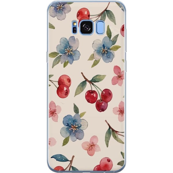 Samsung Galaxy S8 Genomskinligt Skal Bär & Blommor – mönster med blå blommor och skogsbär