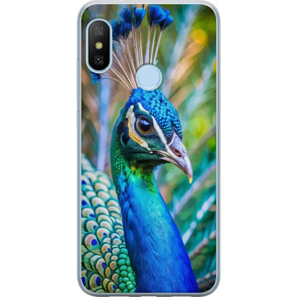 Xiaomi Mi A2 Lite Läpinäkyvä kuori Pavun Sulat Värikäs Design Lintuaihe Eksoottinen Graafinen Suunnittelu Luonto Ylellinen Koristelu