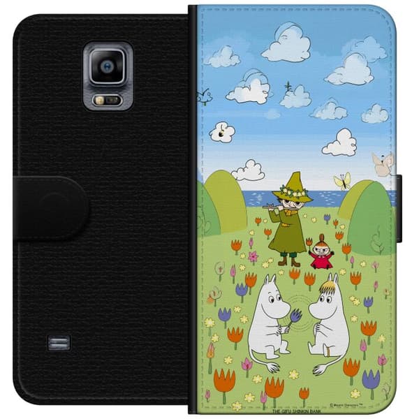 Kompatibel Tegnebogsetui til Samsung Galaxy Note 4 Mumin i blomsteräng grøn