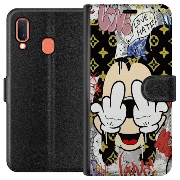 Samsung Galaxy A20e Tegnebogsetui Mickey Mouse