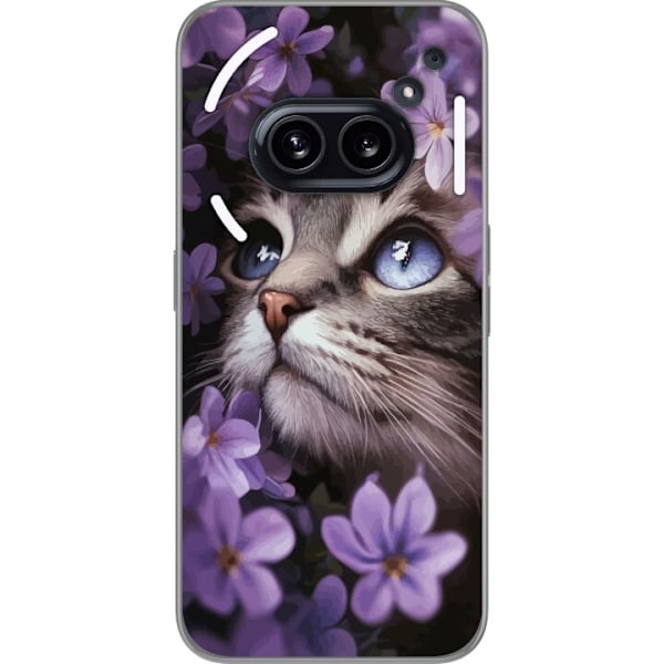 Nothing Phone (2a) Gjennomsiktig deksel Katt og blomster