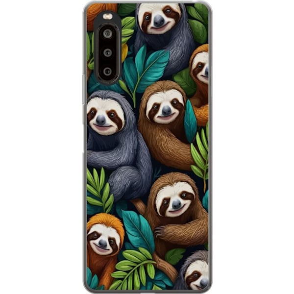 Sony Xperia 10 II Gennemsigtig cover Sengångarstil - afslappet motiv med sød dovendyr