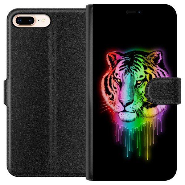 Apple iPhone 8 Plus Lompakkokotelo Neon Tiikeri