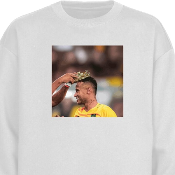 Sweatshirt til Voksne | Klassisk Collegebluse Neymar hvid L