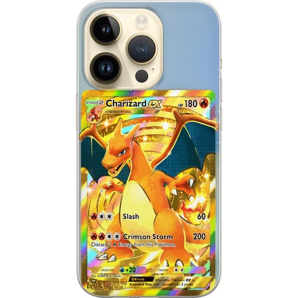Kompatibelt Mobildeksel til Apple iPhone 14 Pro GyllenCharizard EX samlerkort med regnbueeffekter gull