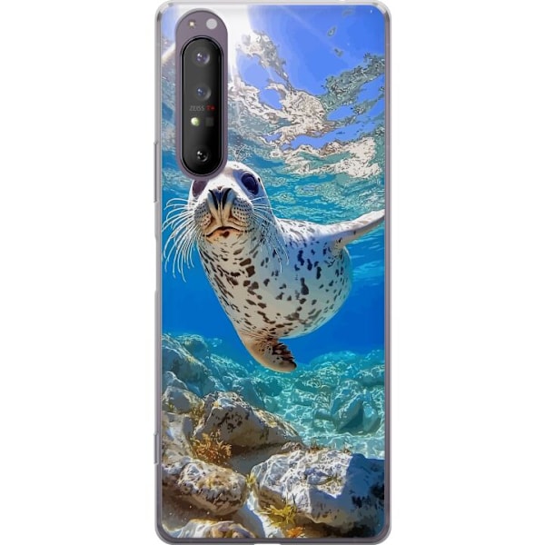 Sony Xperia 1 II Läpinäkyvä kuori Myynti Meri Uiminen Eläinaihe Luonto Vesimotiivi Sininen Suunnittelu Meriteema Suosittu Motiivi Villieläimet