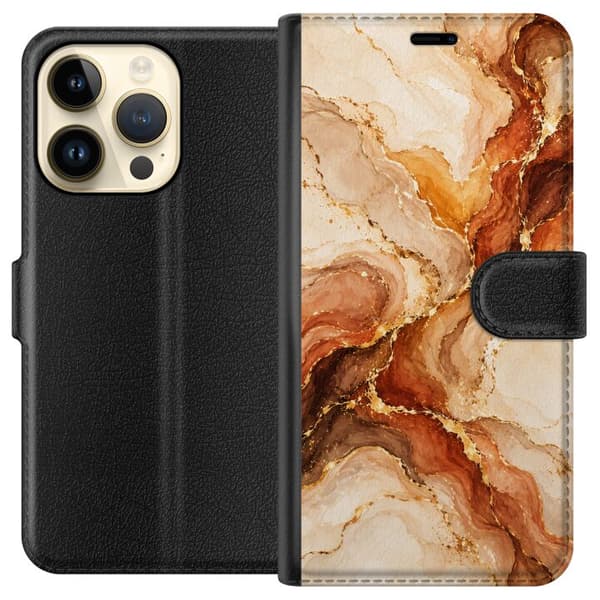 Kompatibel Tegnebogsetui til Apple iPhone 15 Pro Høstagat beige