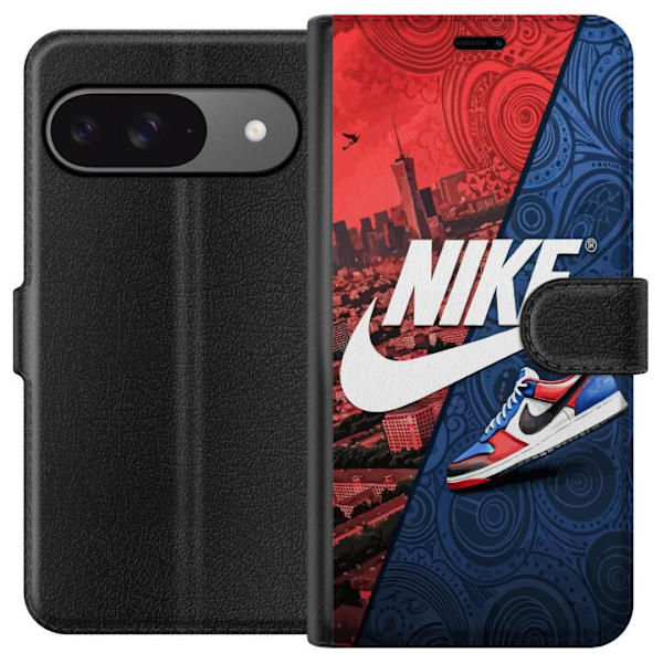 Google Pixel 9 Lompakkokotelo  Nike Logo Punainen Sininen Lenkkarit Tyyli Urheilu Muoti Suosittu Swoosh Kuviointi Harjoitusvaatteet Graafinen Ikoni