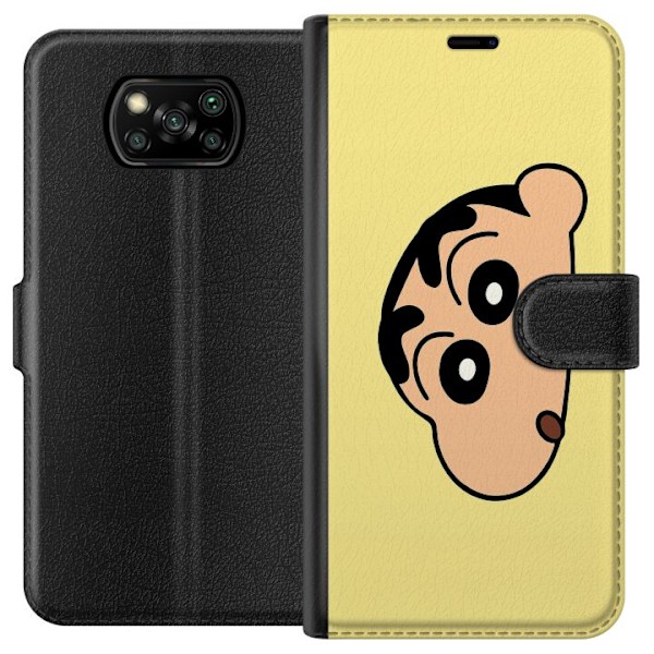 Xiaomi Poco X3 NFC Lompakkokotelo Peeking Shinchan