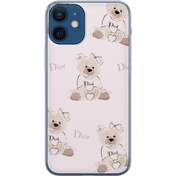Apple iPhone 12 mini Gennemsigtig cover Teddy Dior Vibes - luksuriøs bamse i modetil