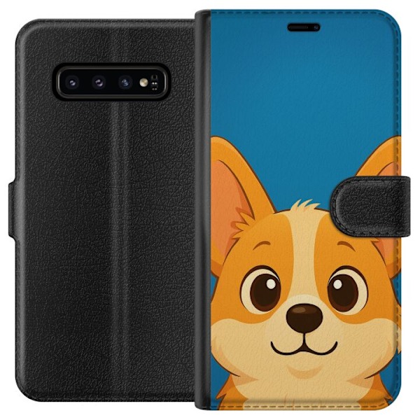 Samsung Galaxy S10 Lompakkokotelo Hello Corgi