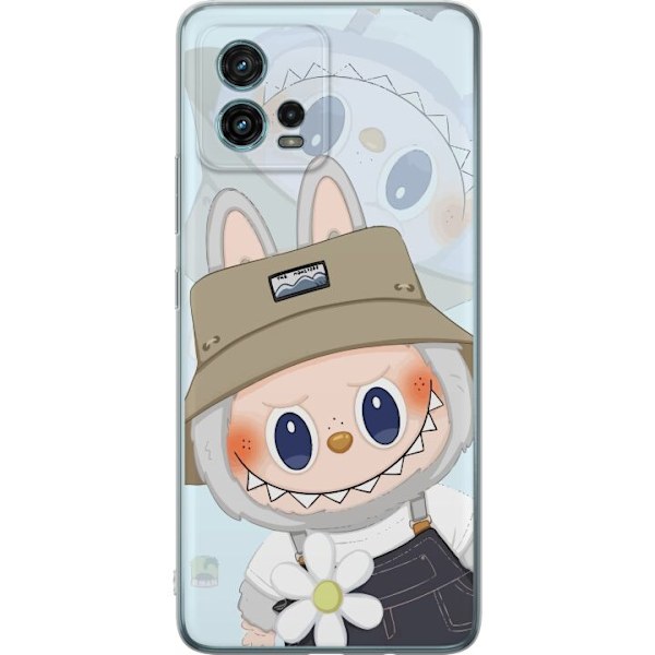 Motorola Moto G72 Läpinäkyvä kuori Labubu hattuineen - Pop Mart -hahmo Mr. Butcher retrotyylillä ja luonteella