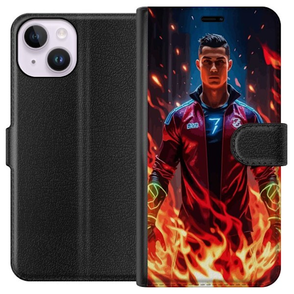 Apple iPhone 15 Tegnebogsetui Ronaldo Inferno - fodboldhelt i flammer