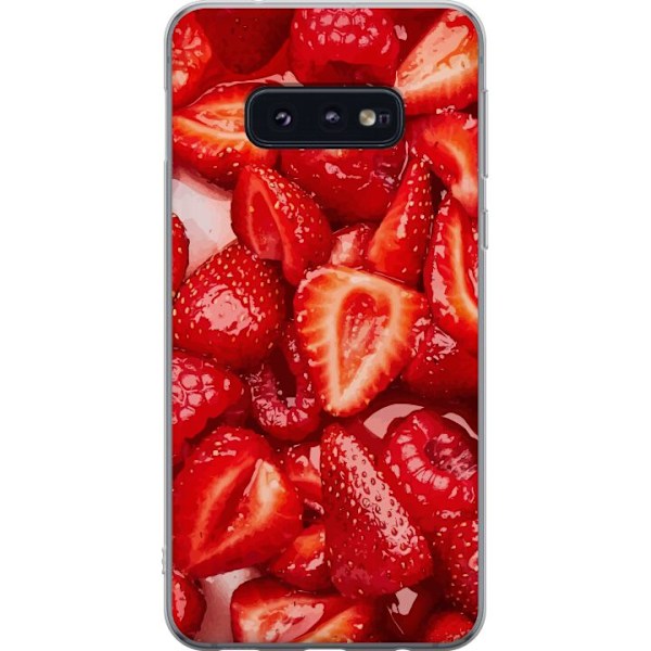 Samsung Galaxy S10e Genomskinligt Skal Jordgubbsmönster – sött motiv med sommarkänsla
