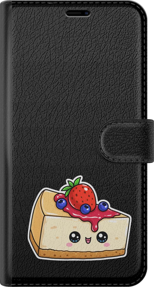 Kompatibel Tegnebogsetui til Google Pixel 7a Bærcheesecake - Beige motiv med cheesecake med bær. beige