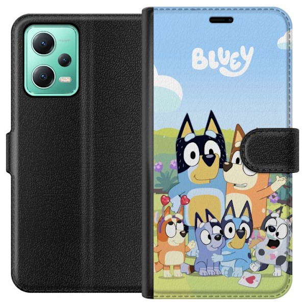 Xiaomi Redmi Note 12 Plånboksfodral Bluey mobilskal med hela familjen i färgglad design