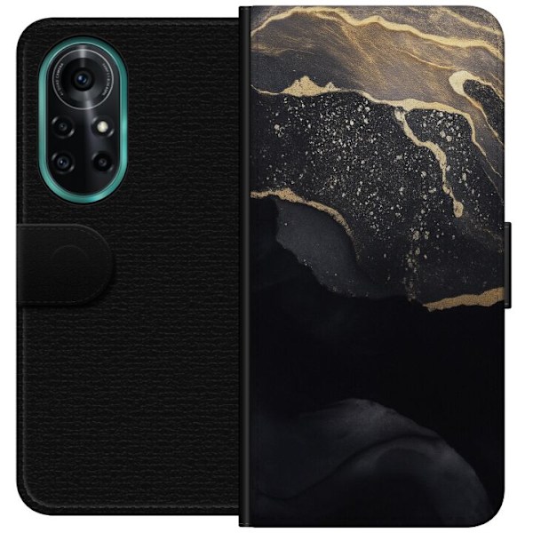 Huawei nova 8 Pro Tegnebogsetui Sort guld abstrakt