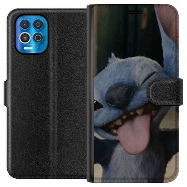 Motorola Edge S Tegnebogsetui Stitch Sød Alien - Blå Favorit