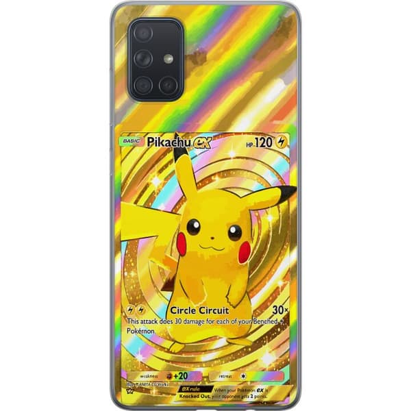Kompatibelt Mobildeksel til Samsung Galaxy A71 Gullig Pikachu EX samlebilde med regnbueeffekter gull