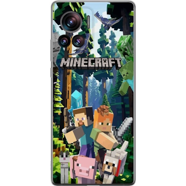 Motorola Edge 30 Ultra Läpinäkyvä kuori Minecraft-matkapuhelinkotelo metsällä ja pikselityylisillä hahmoilla