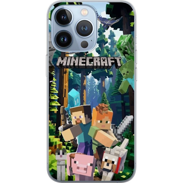 Apple iPhone 13 Pro Läpinäkyvä kuori Minecraft-matkapuhelinkotelo metsällä ja pikselityylisillä hahmoilla