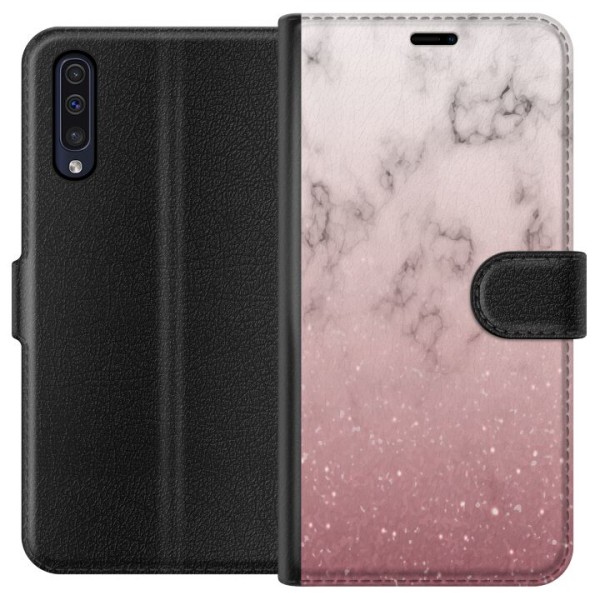 Samsung Galaxy A50 Lompakkokotelo Pehmeä pinkki marmori