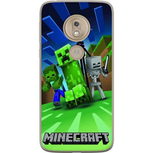 Motorola Moto G7 Play Gennemsigtig cover Minecraft Creeper mobilskal i klassisk grön pixelstil