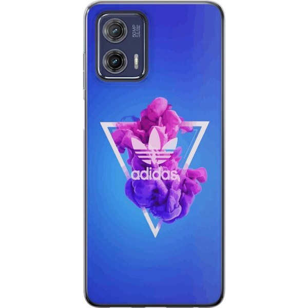 Motorola Moto G73 Gennemsigtig cover Adidas-inspireret blåt d