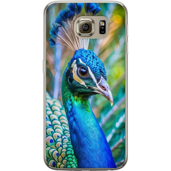 Samsung Galaxy S6 Läpinäkyvä kuori Pavun Sulat Värikäs Design Lintuaihe Eksoottinen Graafinen Suunnittelu Luonto Ylellinen Koristelu