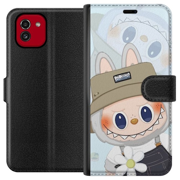 Samsung Galaxy A03 Tegnebogsetui Labubu med hat - Pop Mart figur Mr. Butcher i retro-stil med karakter