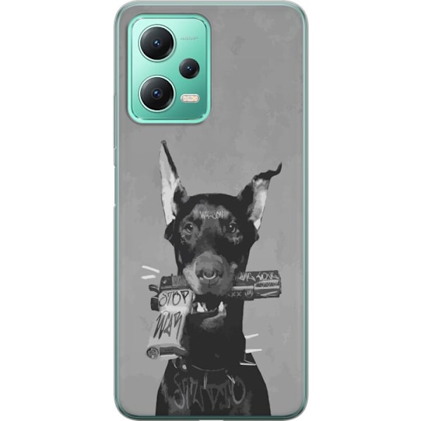 Xiaomi Redmi Note 12 Läpinäkyvä kuori Harmaa Koira Graafinen Suunnittelu Kovan Eläinaiheen Katutaide Urbaani Trendi Koiran Ystävä Tyyli Suosittu