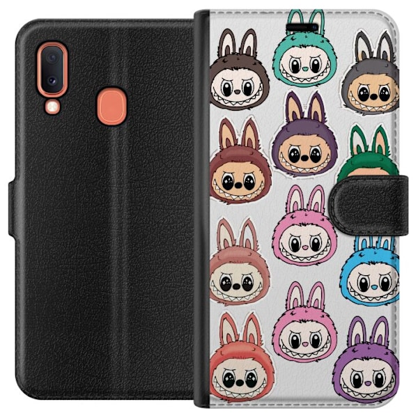 Samsung Galaxy A20e Tegnebogsetui Labubu Macaron Monster - Nuttet Samlefigur med Stil