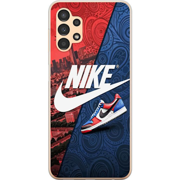 Samsung Galaxy A13 Genomskinligt Skal Nike Logotyp Röd Blå Sneaker Stil Sport Fashion Populärt Swoosh Motiv Träningskläder Grafisk Ikon