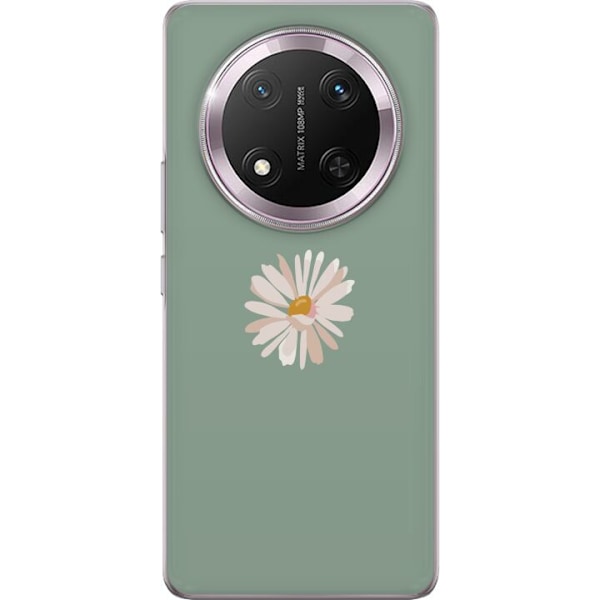 Honor Magic7 Lite Läpinäkyvä kuori Vihreä Minimalikukka - tyylikäs kukka vihreällä taustalla